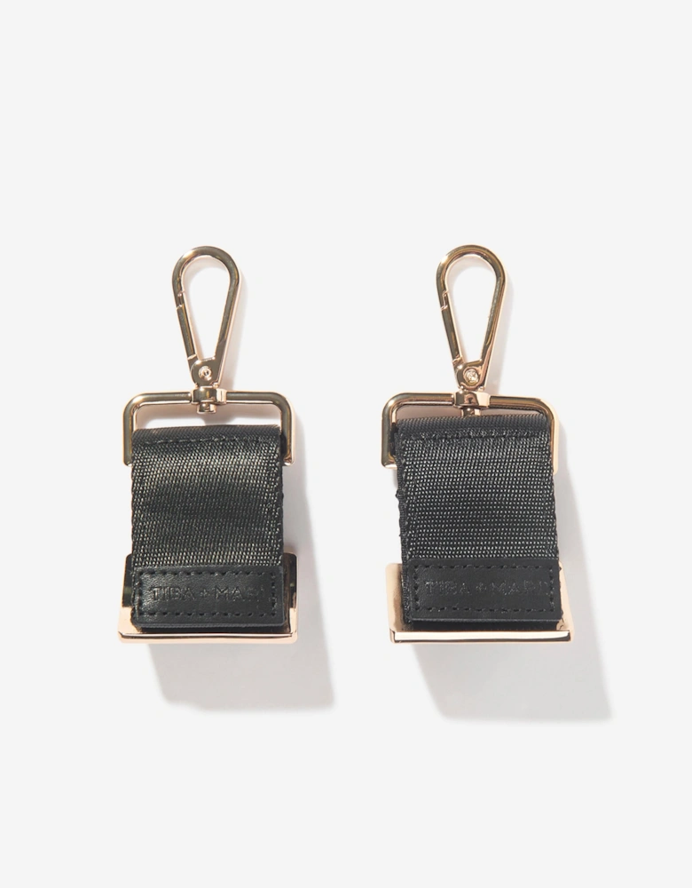 Baby Stroller Clips in Black/Gold