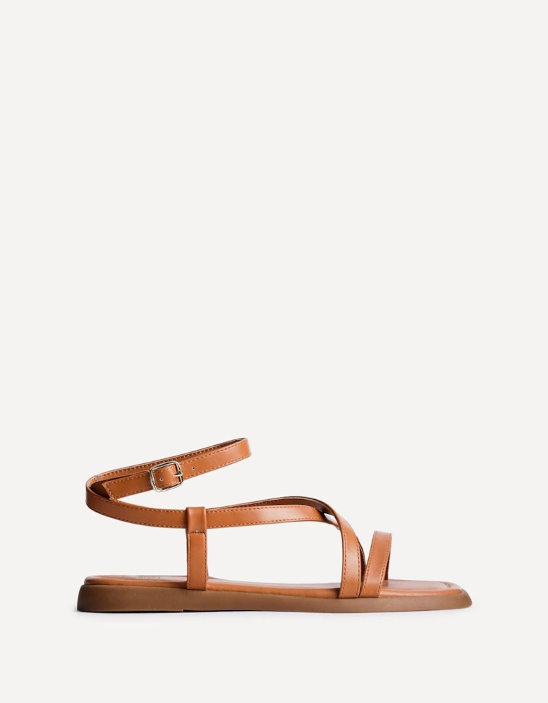 Valor Tan Faux Leather Strappy Flat Sandals