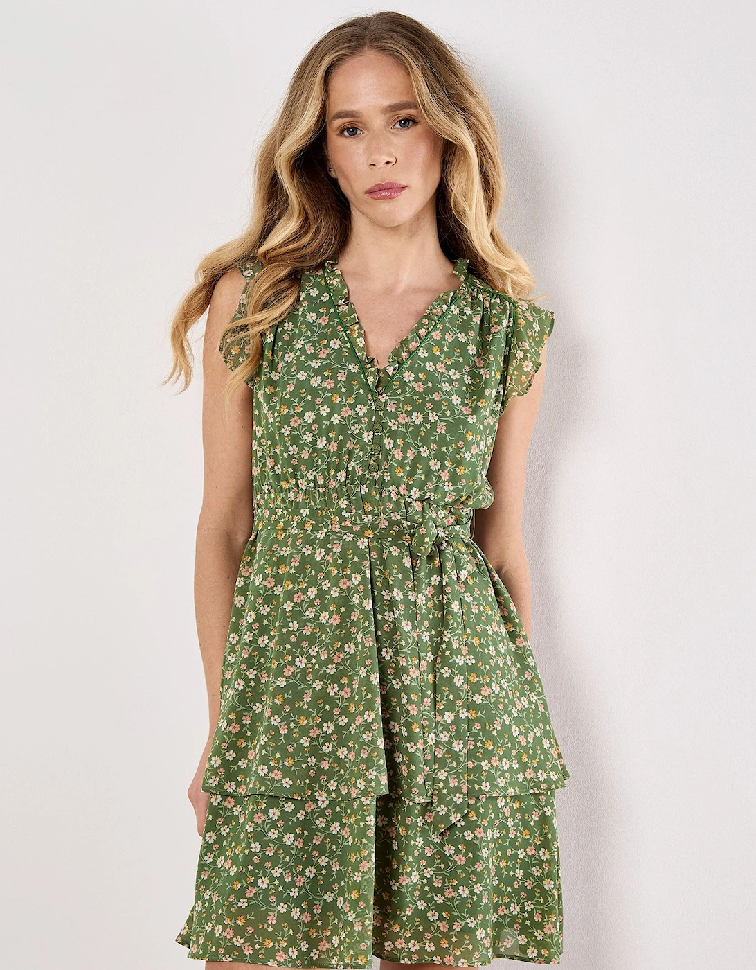 Ditsy Floral Chiffon Mini Dress, 2 of 1