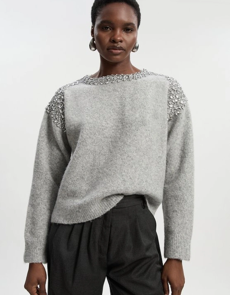 Embellished Trim Cosy Knit Jumper