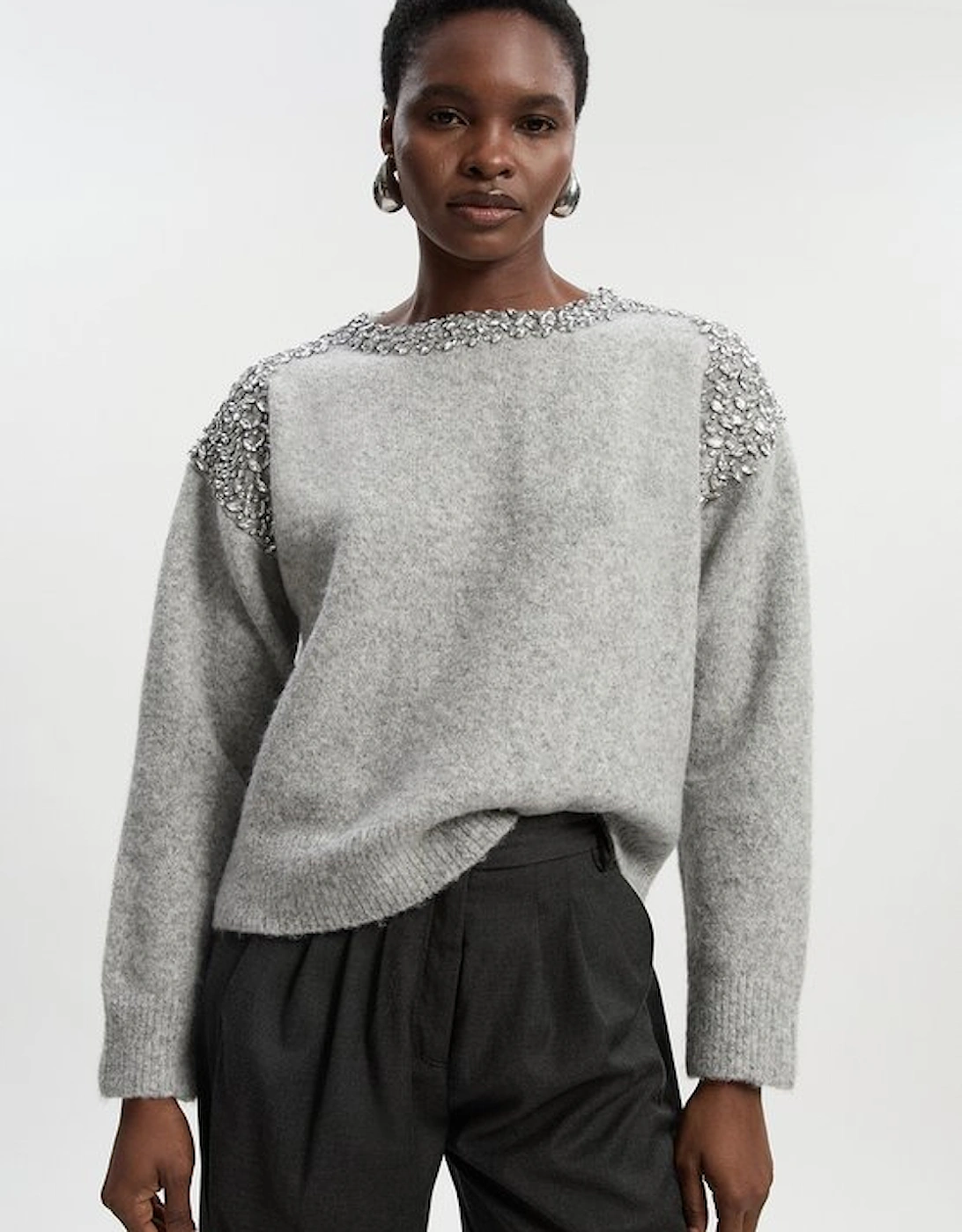 Embellished Trim Cosy Knit Jumper