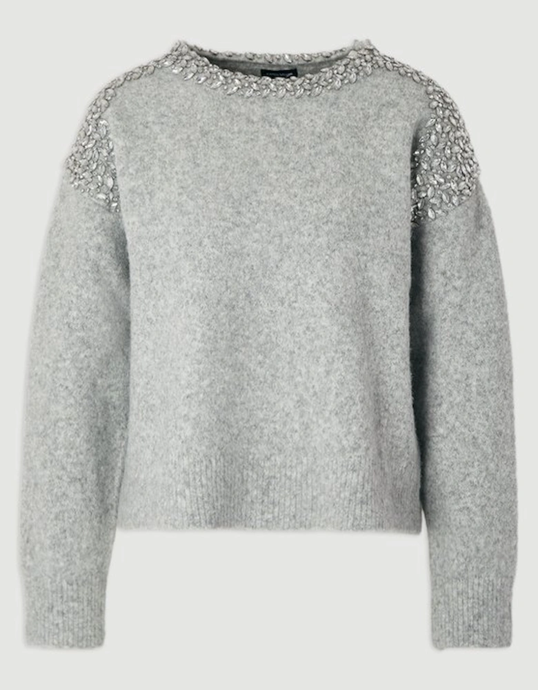 Embellished Trim Cosy Knit Jumper