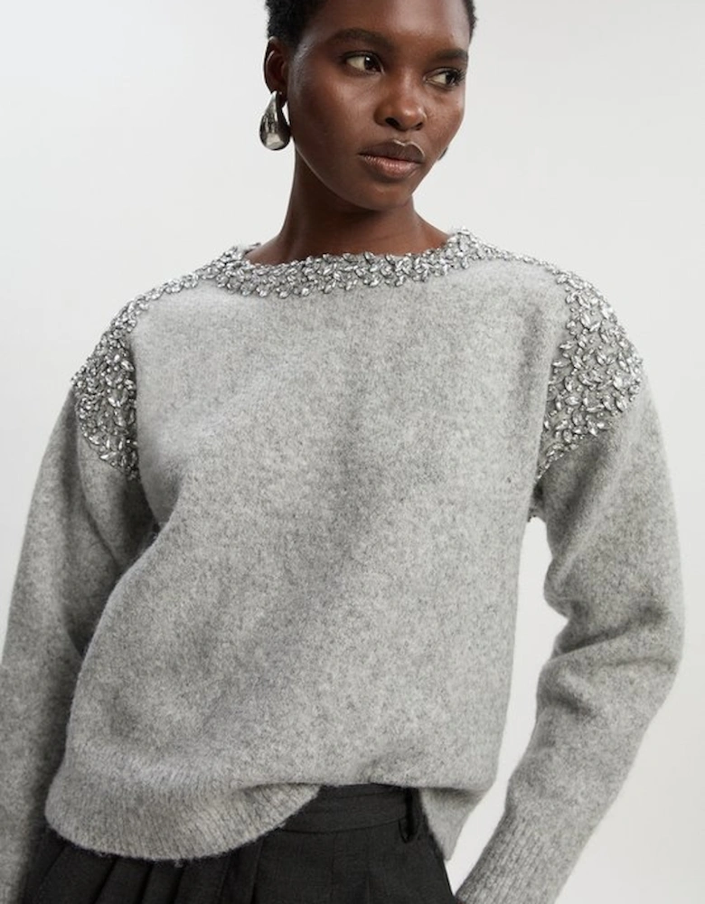 Embellished Trim Cosy Knit Jumper