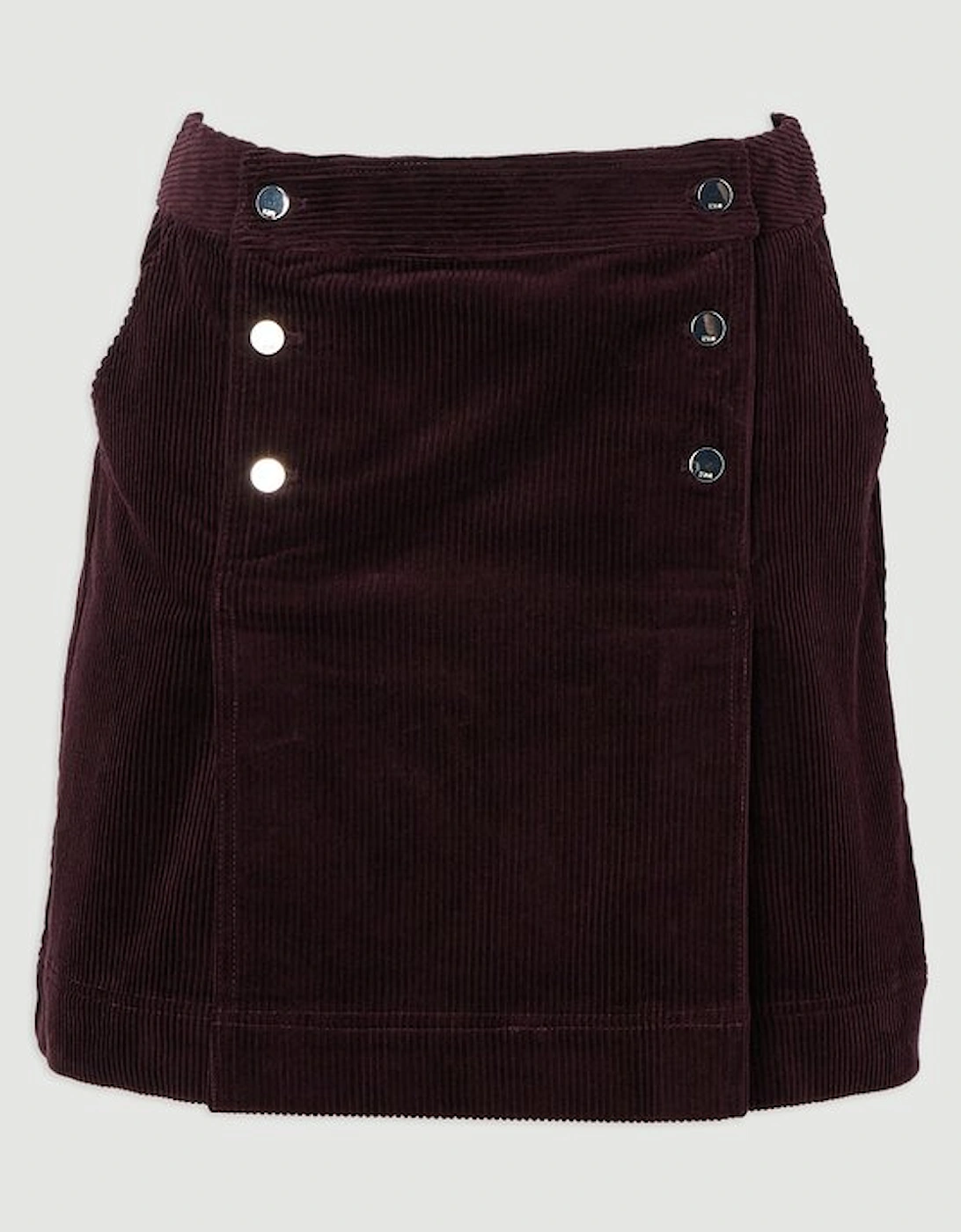 Cord Button Pleat Detail Mini Skirt