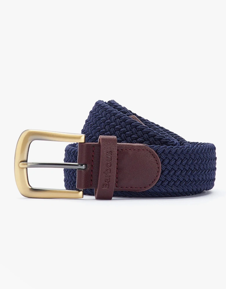 STRETCH WEBBING Mens Leather Belt Navy
