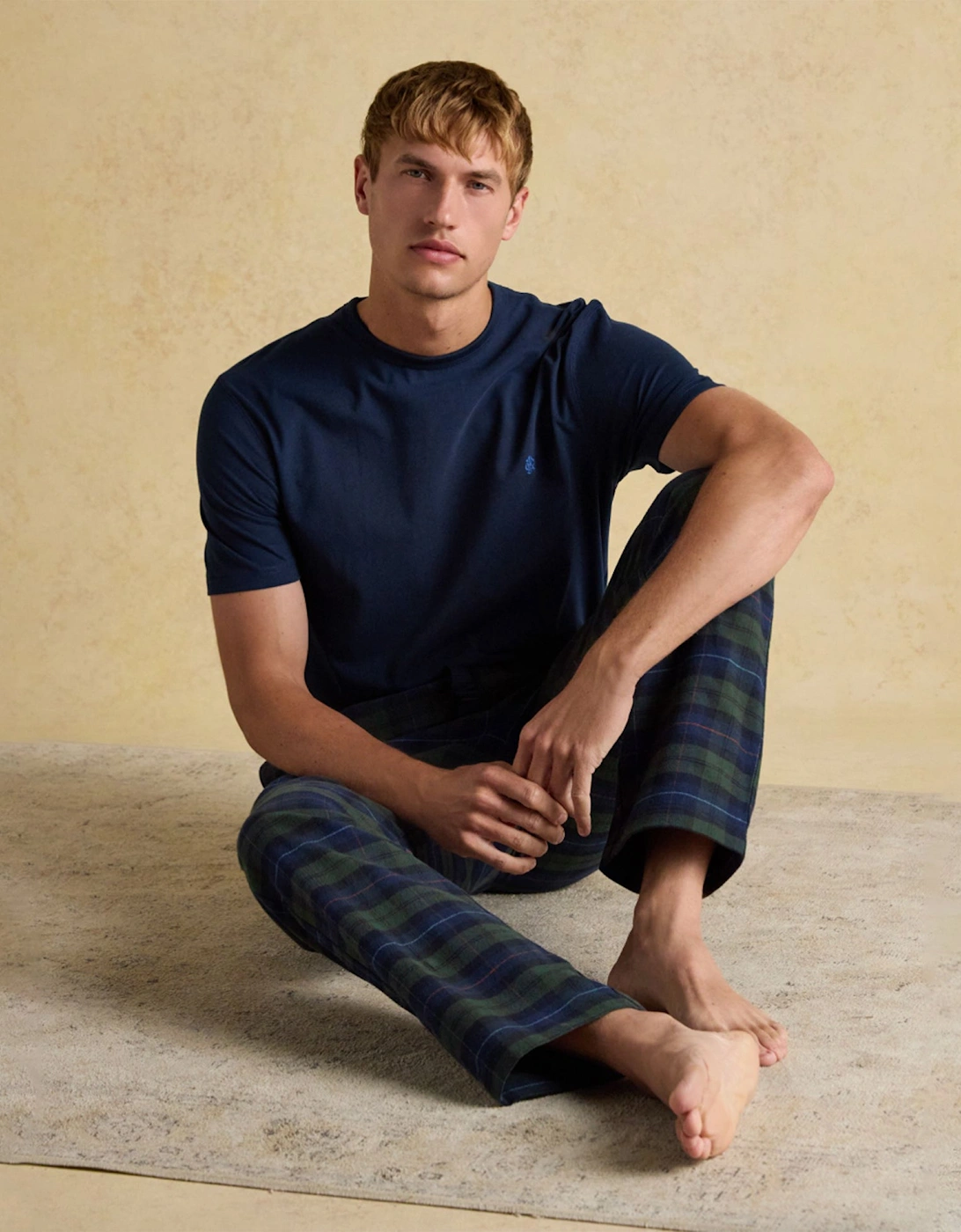 DOZER Mens Pyjama Bottoms Green/Navy