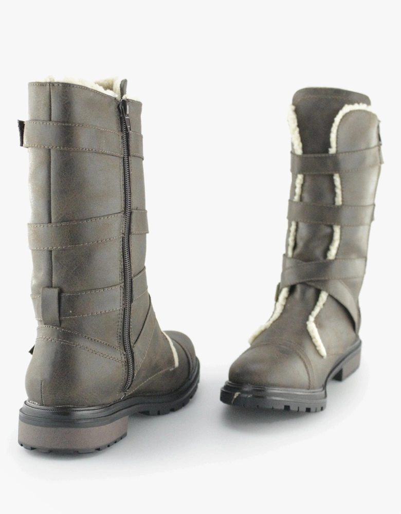 LANCE Womens Biker Boots Brown