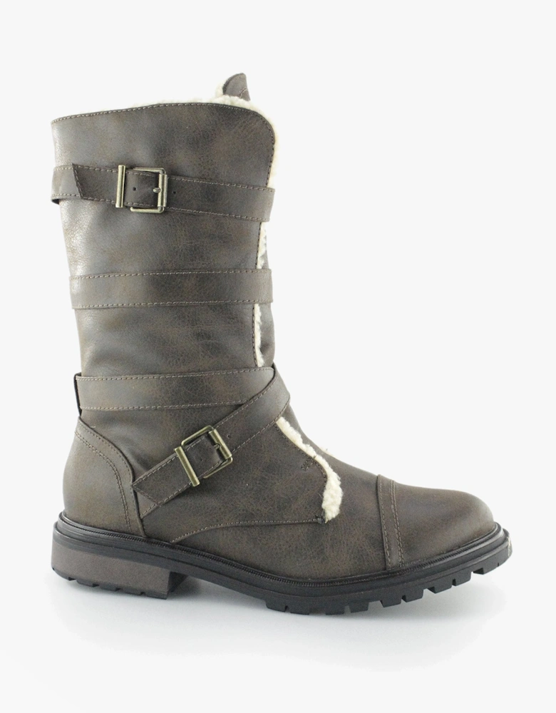 LANCE Womens Biker Boots Brown