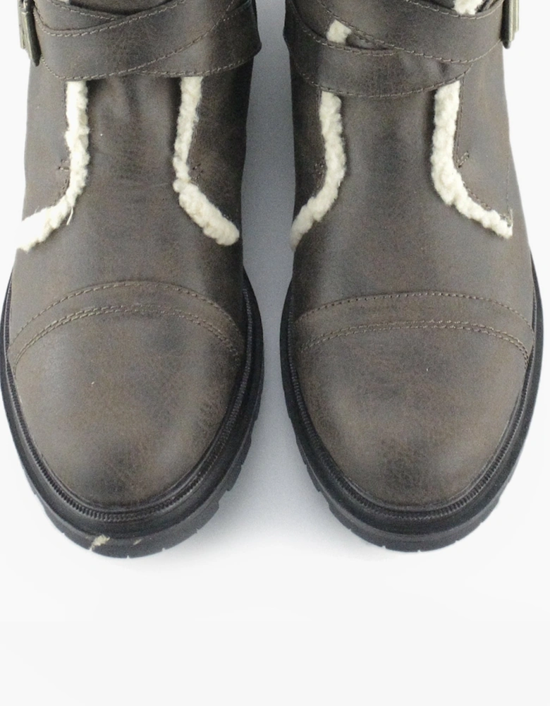 LANCE Womens Biker Boots Brown