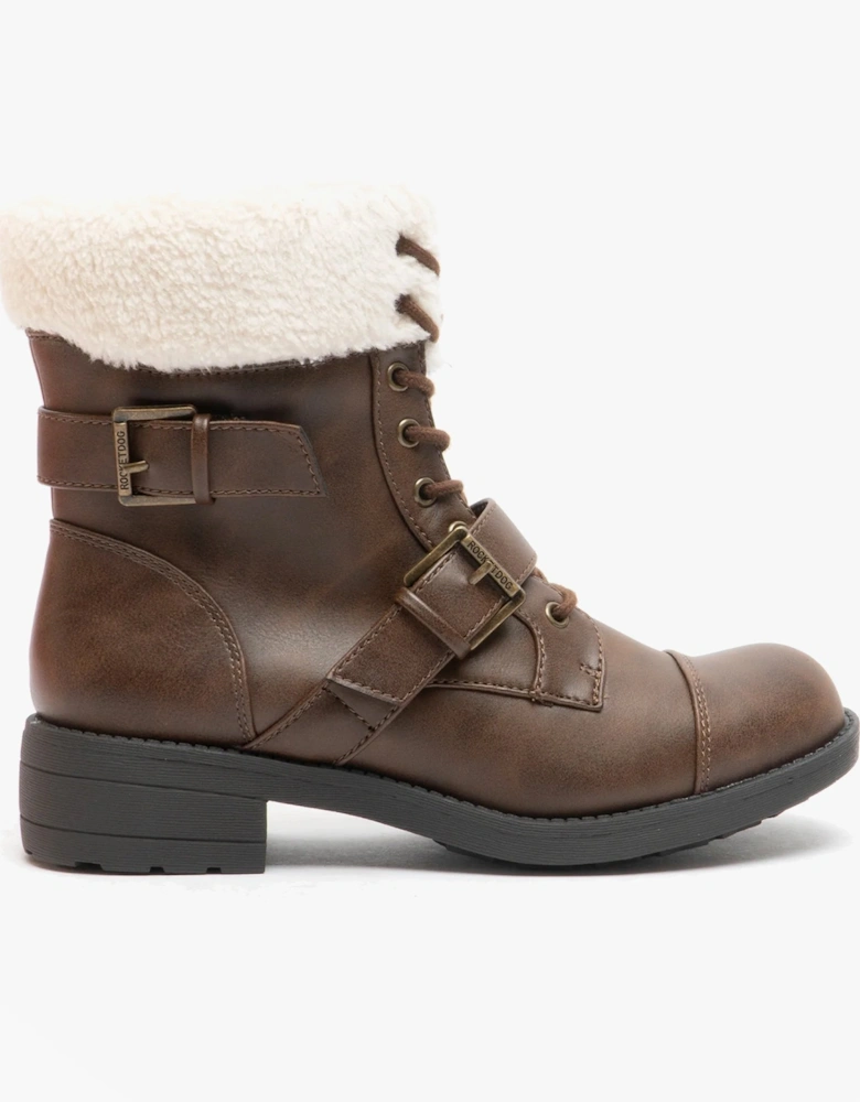 TRAVIS Womens Ankle Boots Brown/Natural
