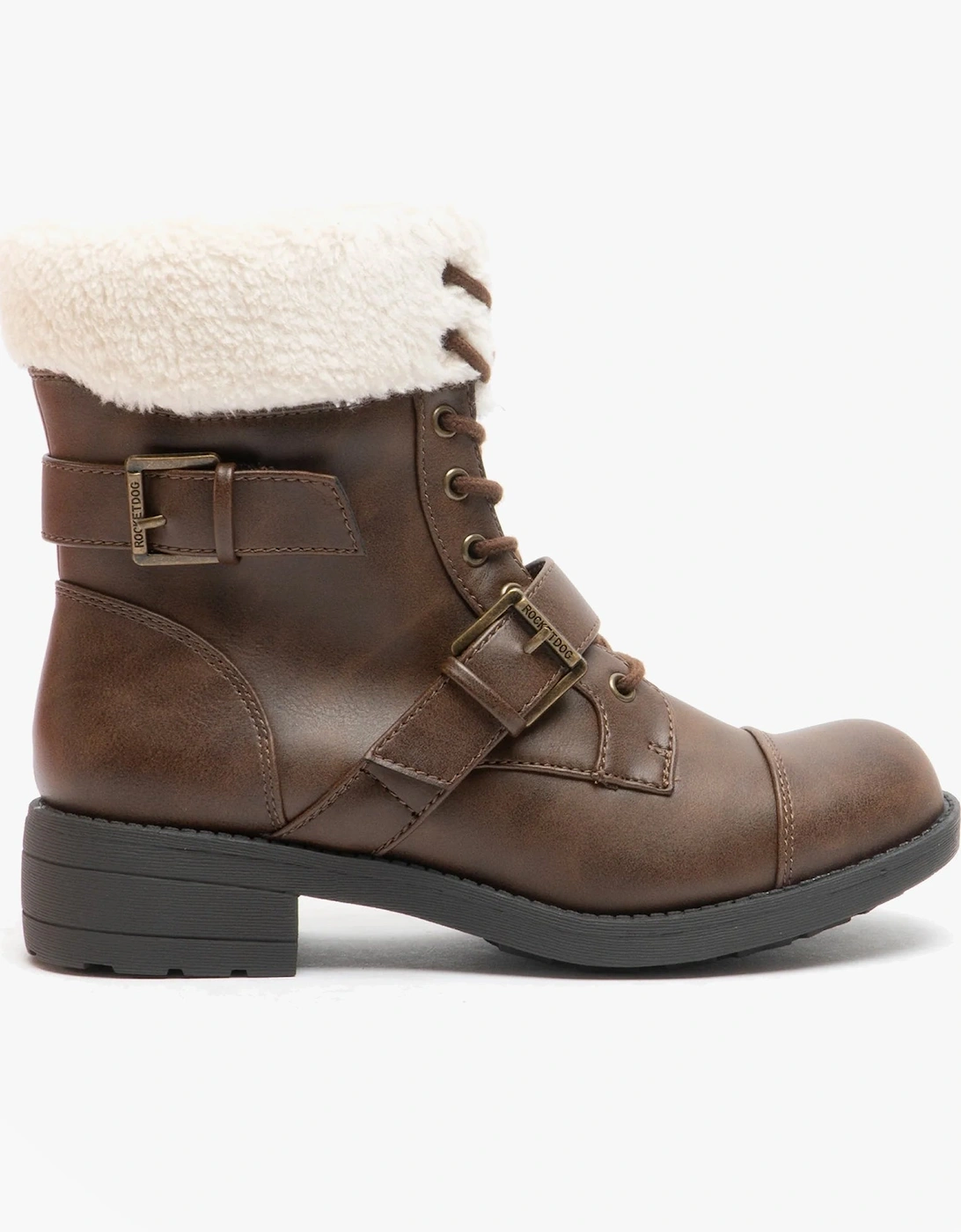 TRAVIS Womens Ankle Boots Brown/Natural, 6 of 5