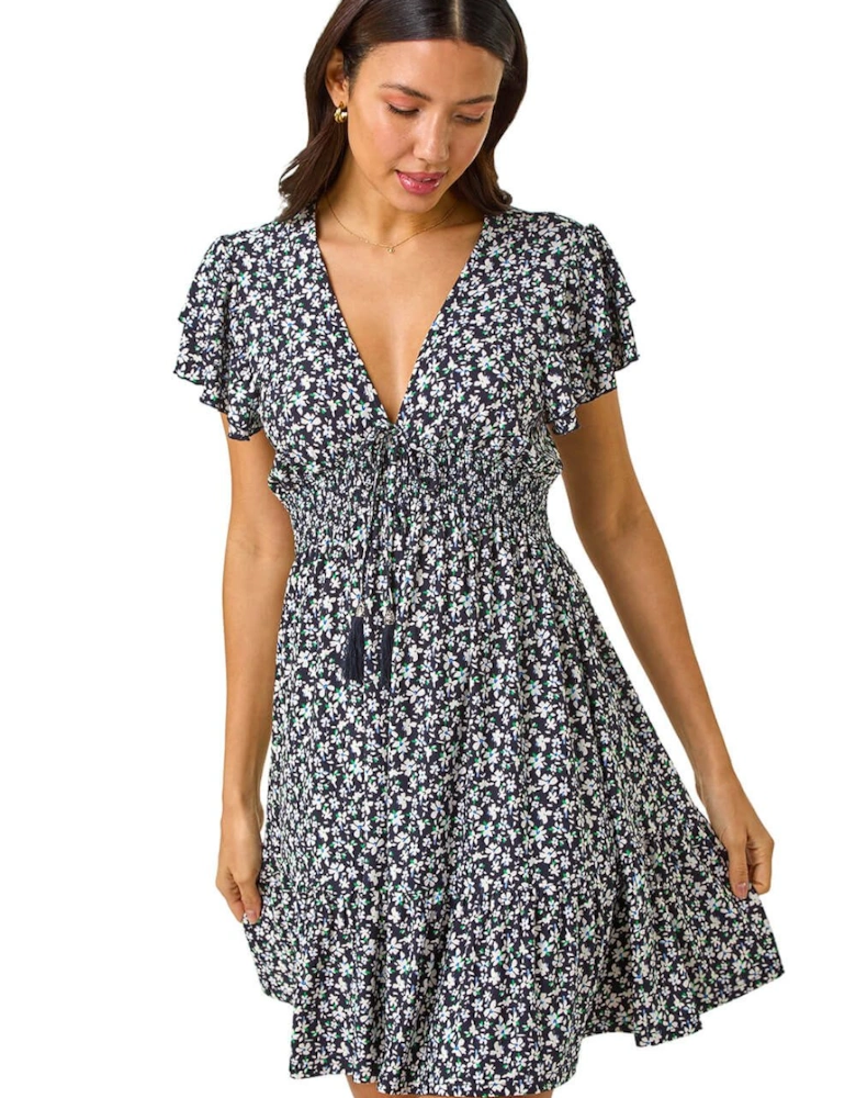 Ditsy Frill Stretch Dress