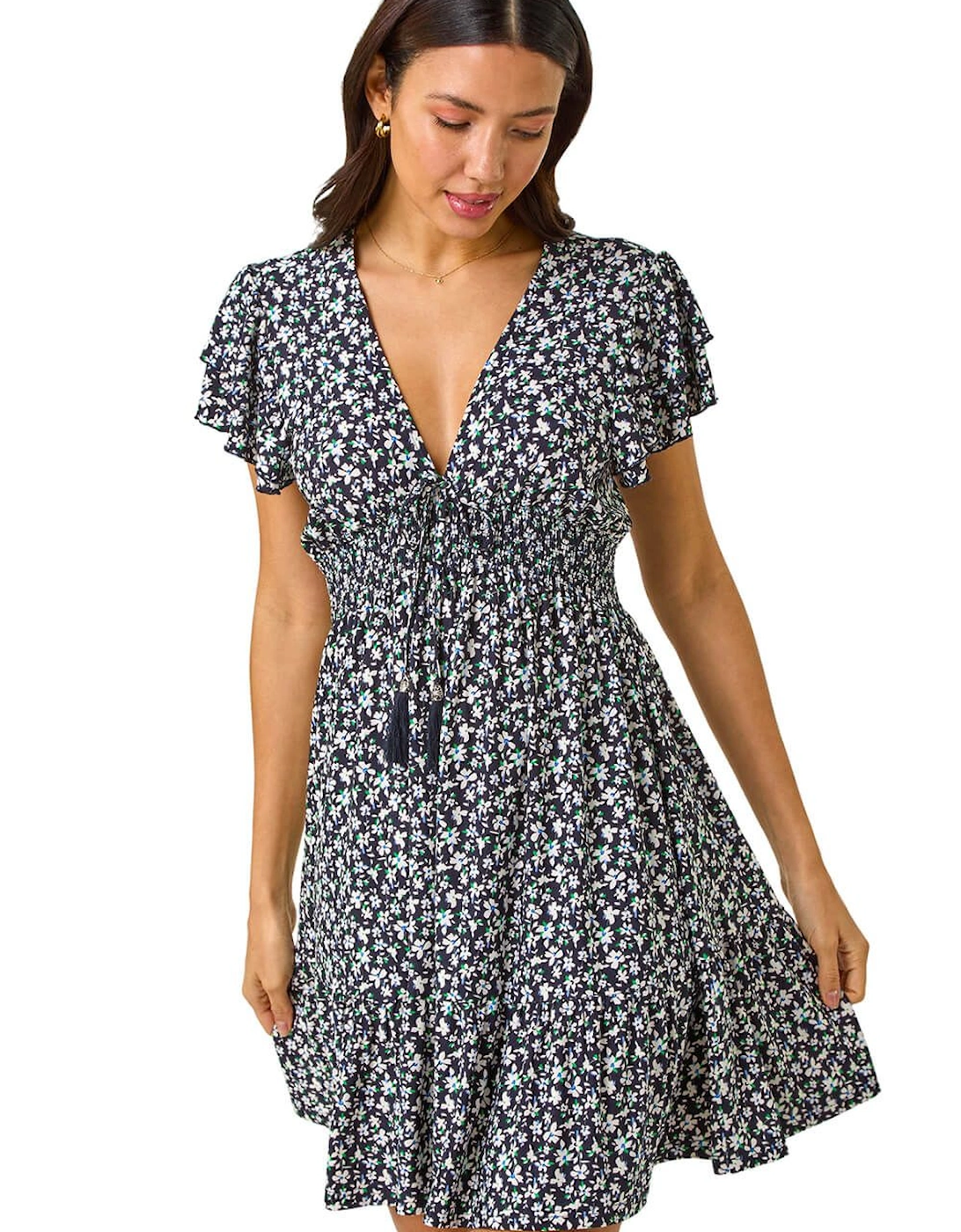 Ditsy Frill Stretch Dress, 2 of 1