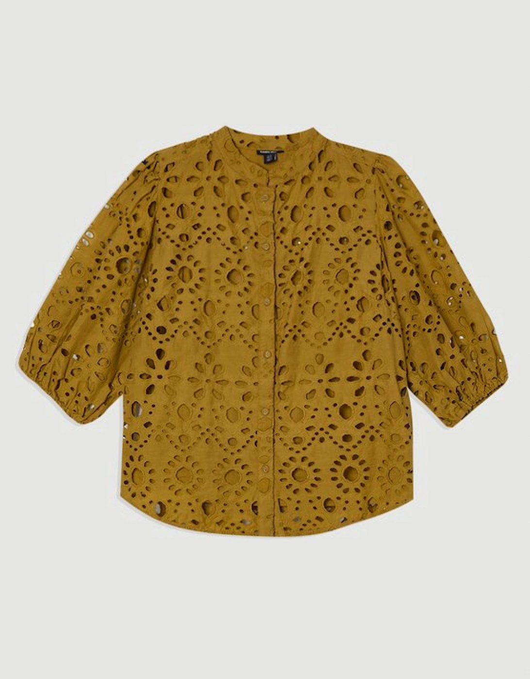 Cotton Broderie Woven Short Sleeve Blouse