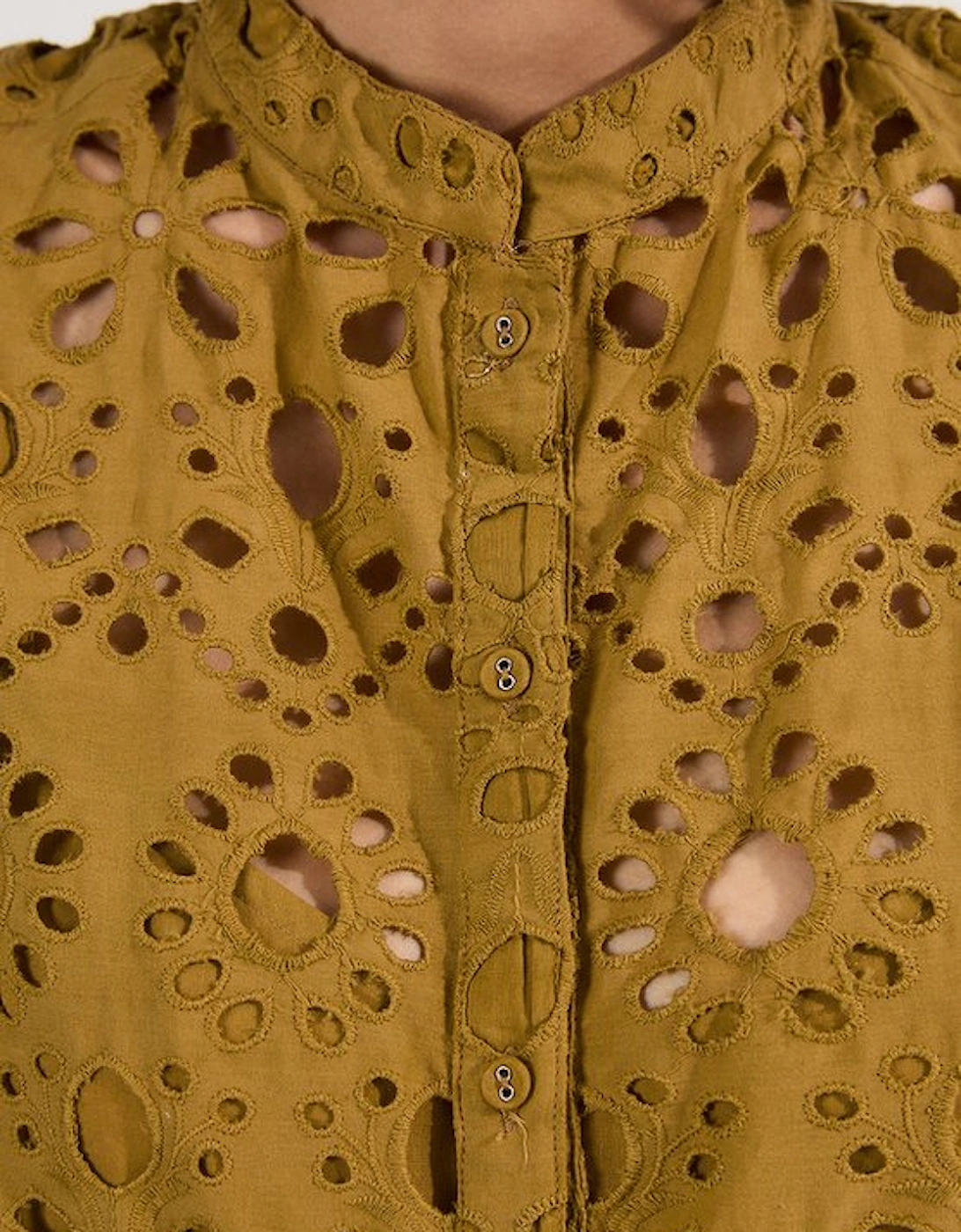 Cotton Broderie Woven Short Sleeve Blouse