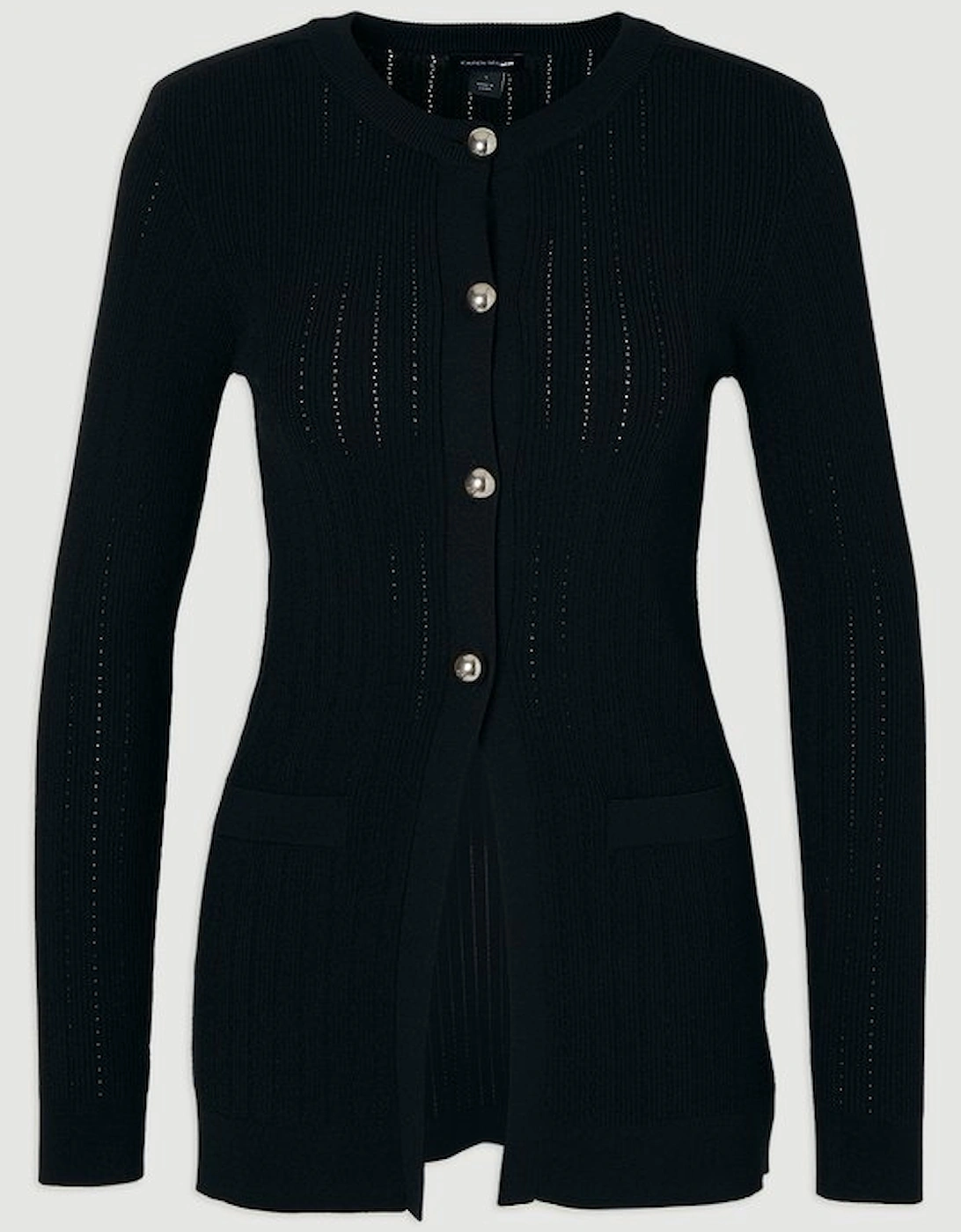 Dome Button Longline Knitted Cardi