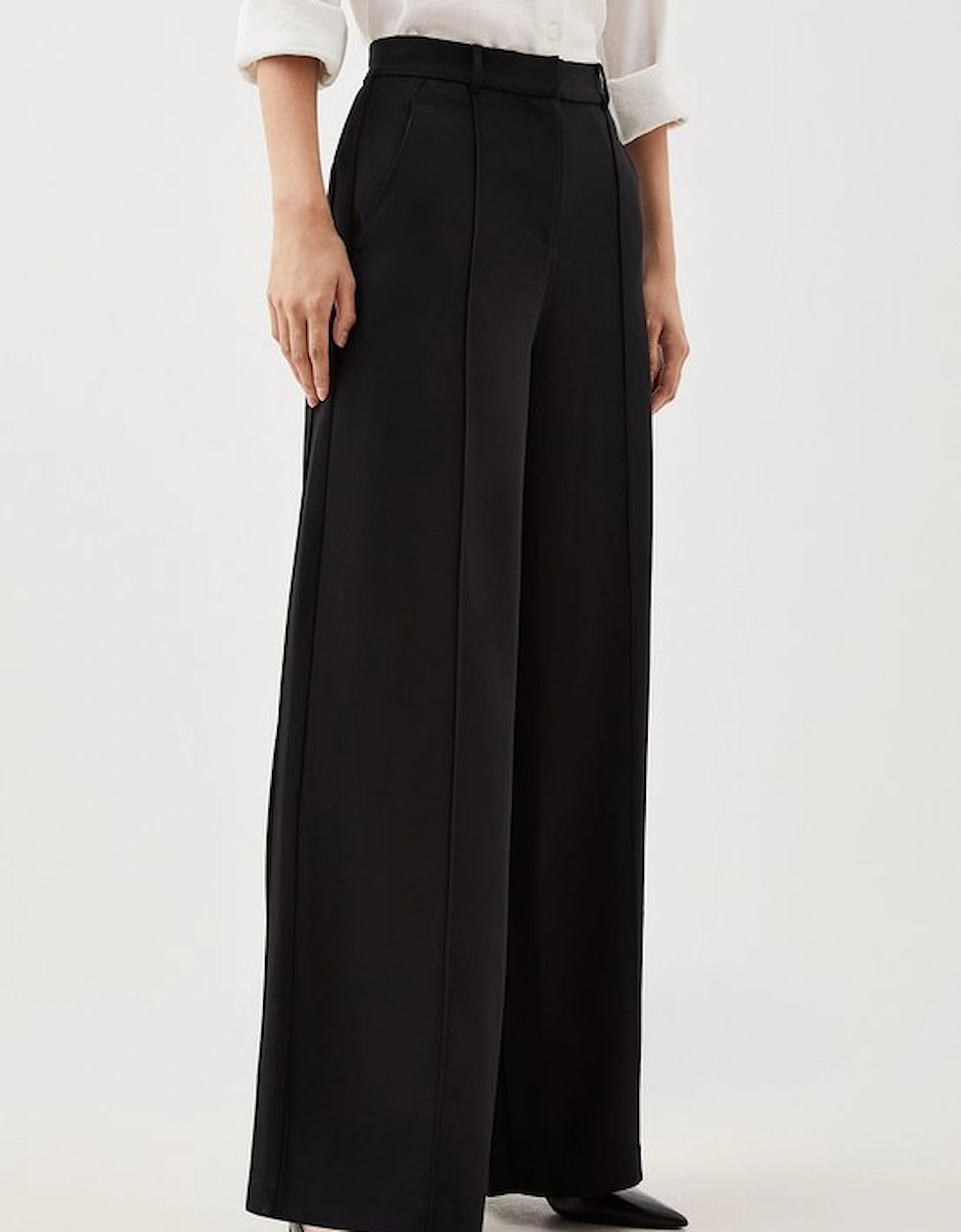 Petite Premium Woven Viscose Crepe Wide Leg Trouser