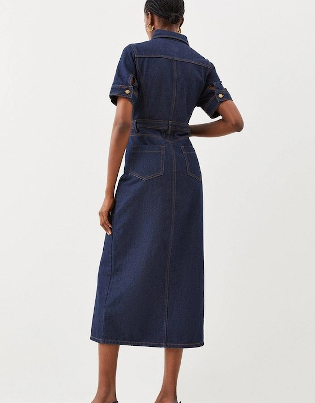 Petite Denim Maxi Shirt Dress