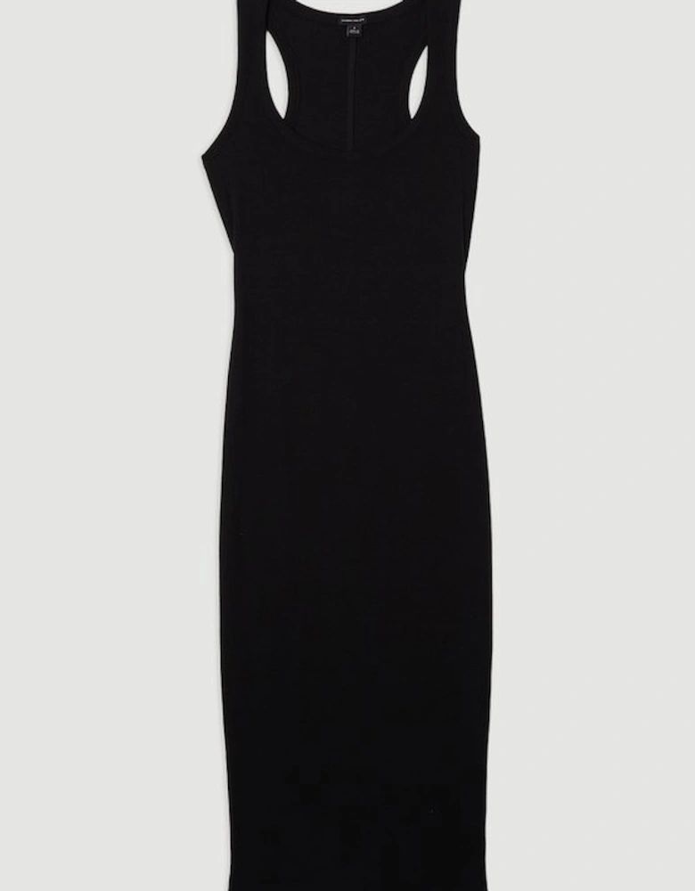 Petite Compact Jersey Rib Racer Maxi Dress