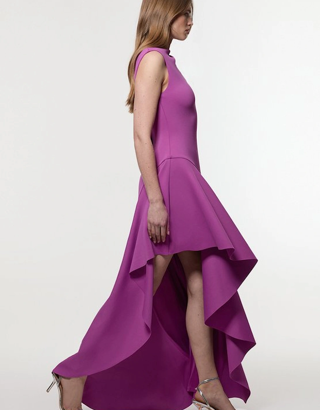 Scuba Drama Ruffle Hem Woven Maxi Dress