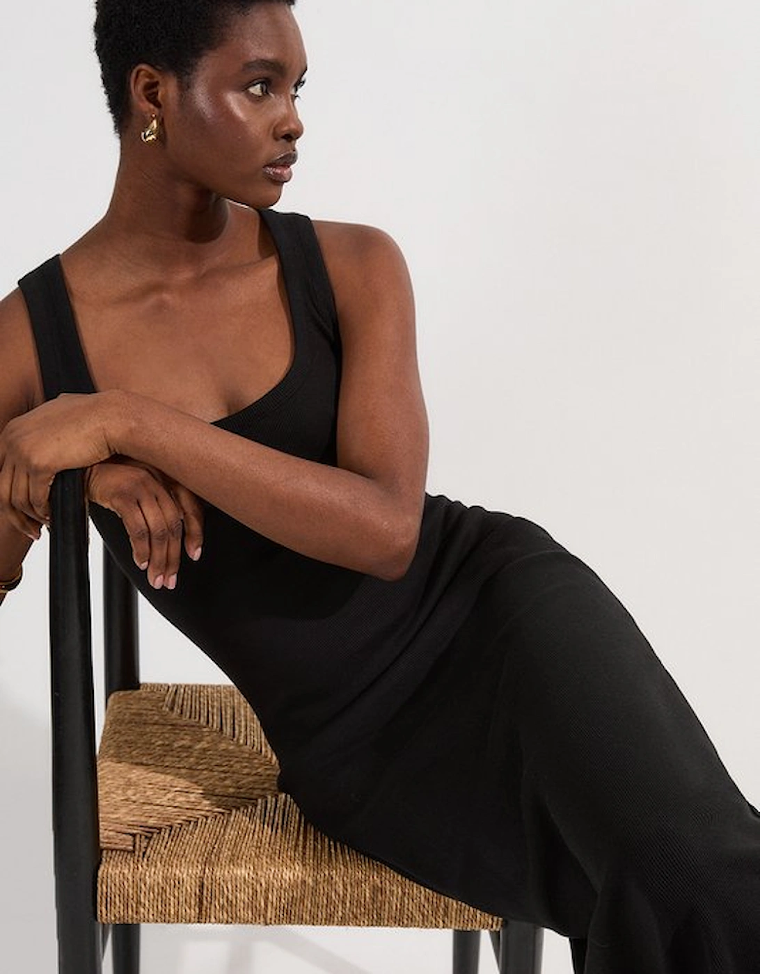 Petite Compact Jersey Rib Racer Maxi Dress