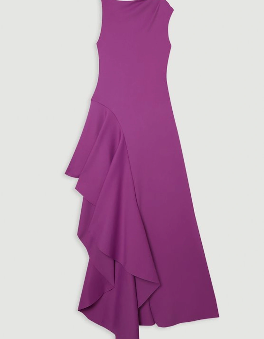 Scuba Drama Ruffle Hem Woven Maxi Dress