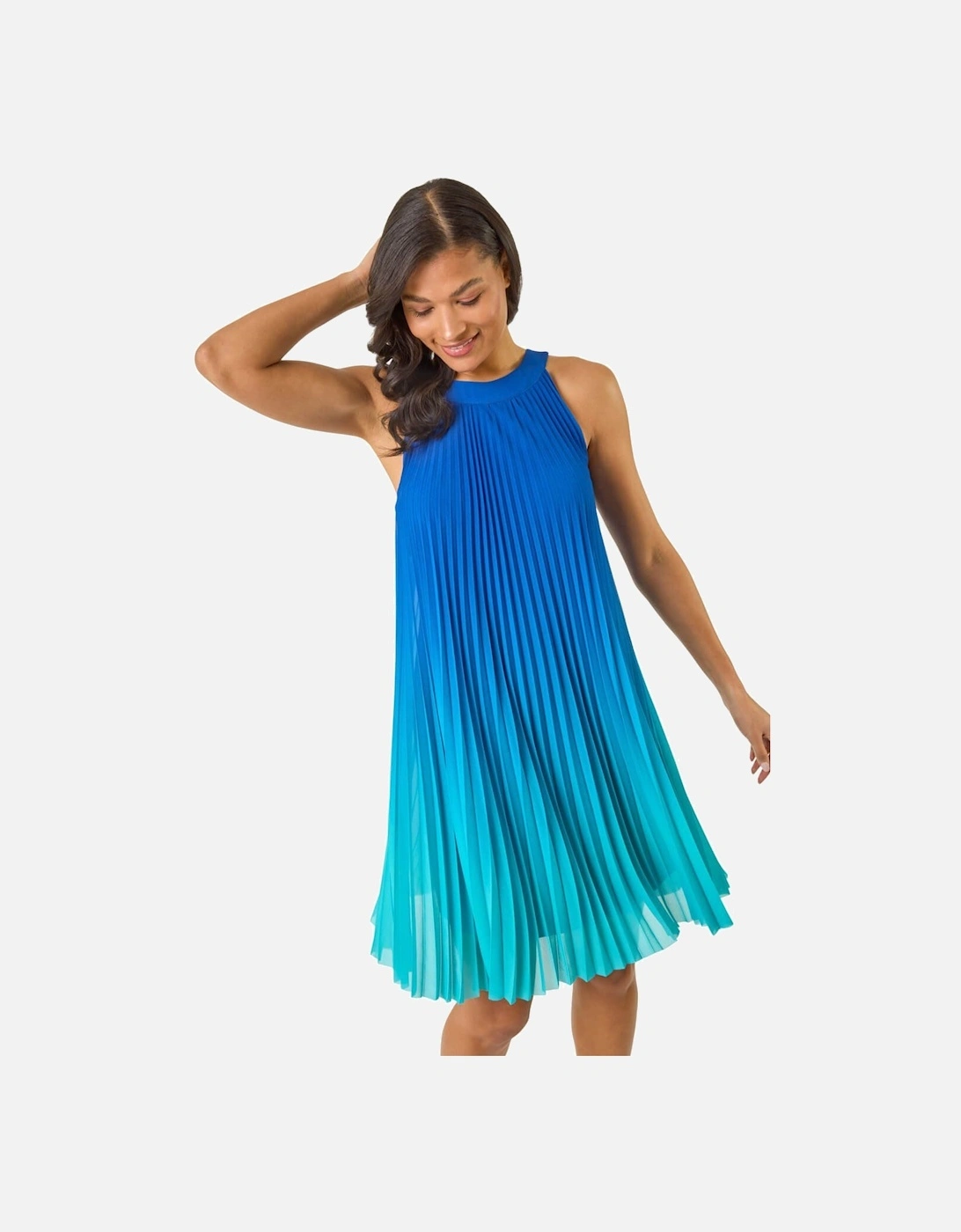 A-Line Pleated Halter Dress, 2 of 1