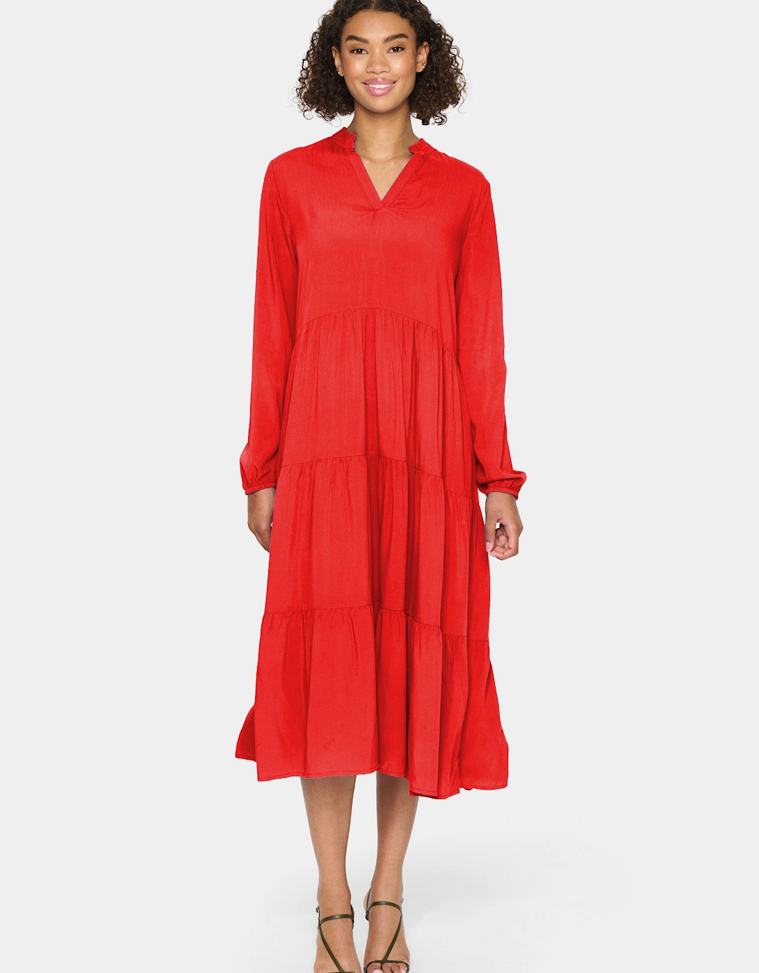 EdaSZ V-Neck Long Sleeve Midi Dress, 2 of 1