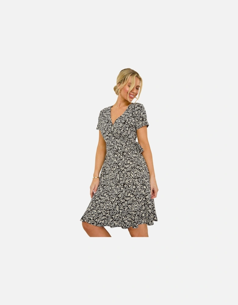 Petite Stretch Abstract Print Wrap Dress