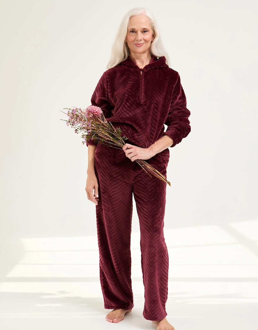Cosy Chevron Lounge Suit in Maroon, 6 of 5