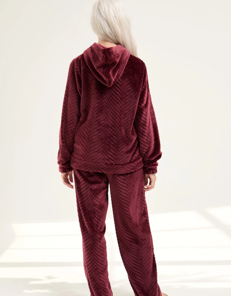 Cosy Chevron Lounge Suit in Maroon