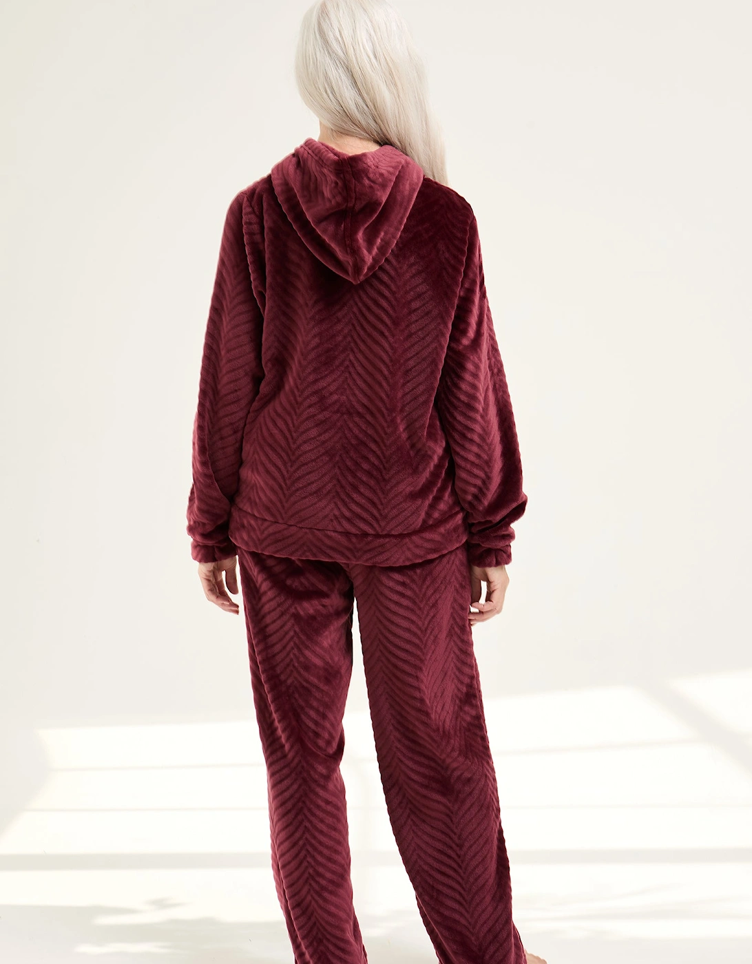 Cosy Chevron Lounge Suit in Maroon
