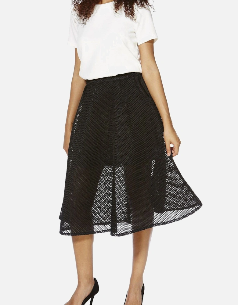 Mesh A-Line Midi Skirt