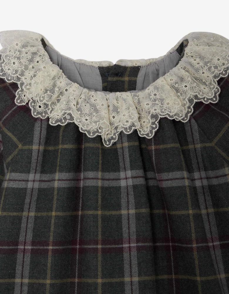 Baby Girls Flavili Checked Dress in Grey