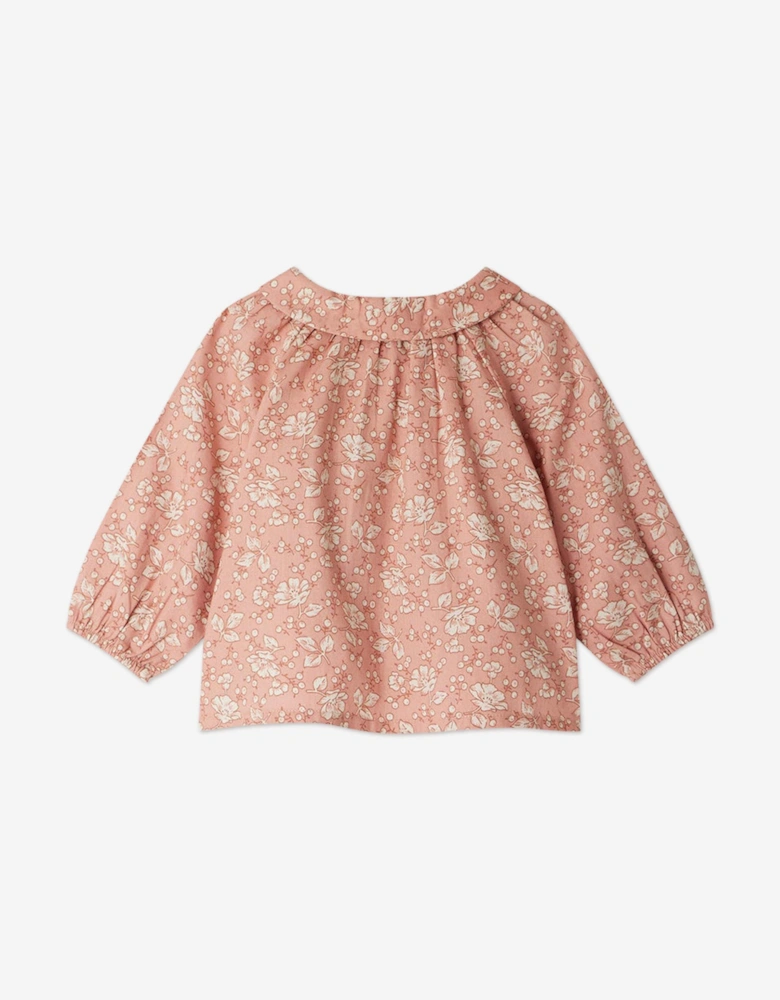 Baby Girls Floral Domino Blouse in Pink