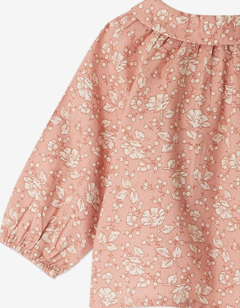 Baby Girls Floral Domino Blouse in Pink
