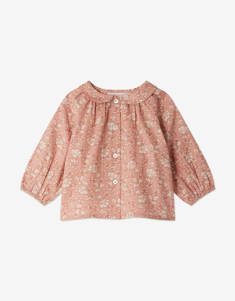 Baby Girls Floral Domino Blouse in Pink