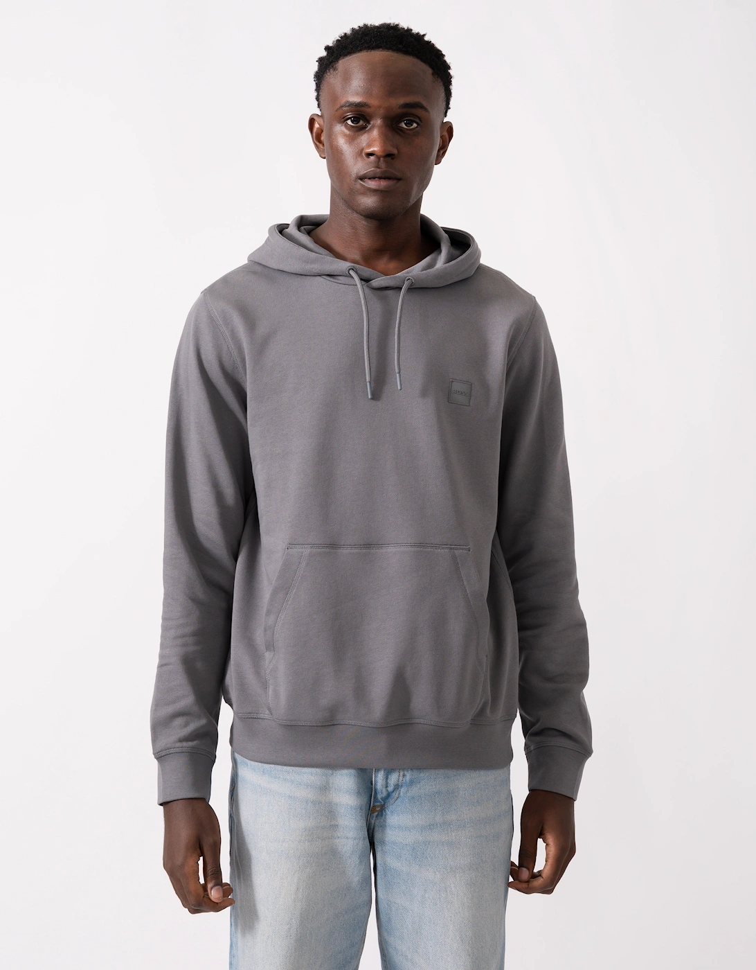 BOSS Orange Wetalk Mens Pullover Hoodie With Logo Patch - Open Grey 062, 5 of 4