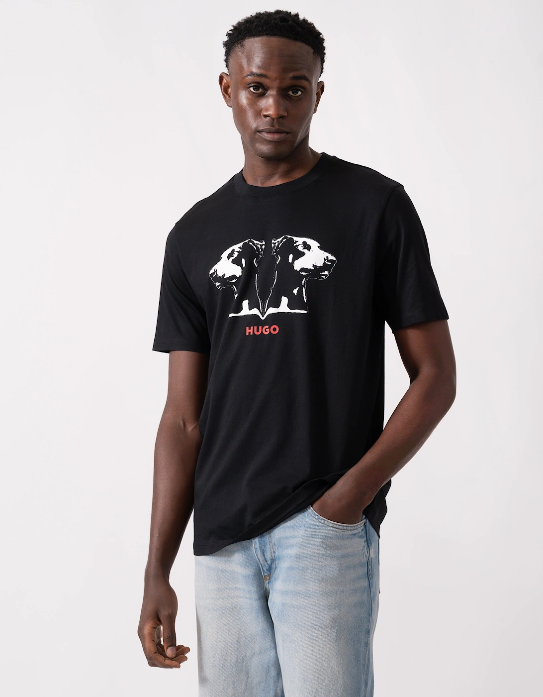 HUGO Dobero Mens Graphic Print T-Shirt - Black 001, 5 of 4