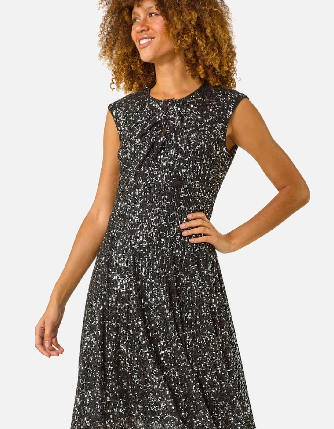 Sequin Twist Front Stretch Dress, 2 of 1