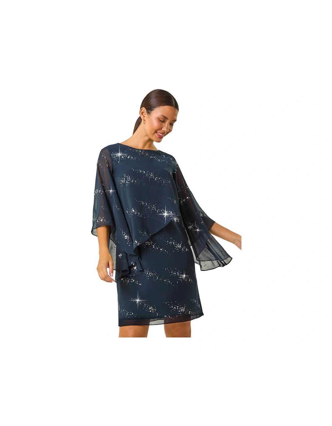 Sequin Embellished Asymmetric Overlay Dress, 2 of 1