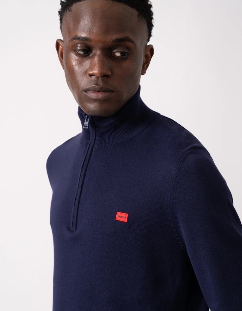 HUGO San Quintus-C Mens 1/4 Zip Pullover - Navy 418