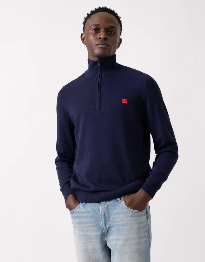 HUGO San Quintus-C Mens 1/4 Zip Pullover - Navy 418