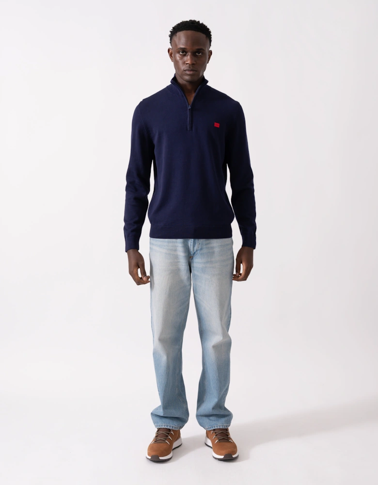 HUGO San Quintus-C Mens 1/4 Zip Pullover - Navy 418