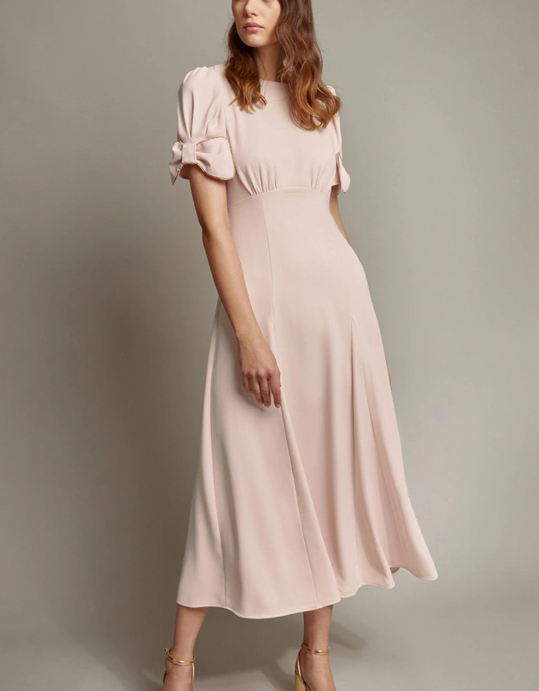 Belle Bow Sleeve Midi Dress Green