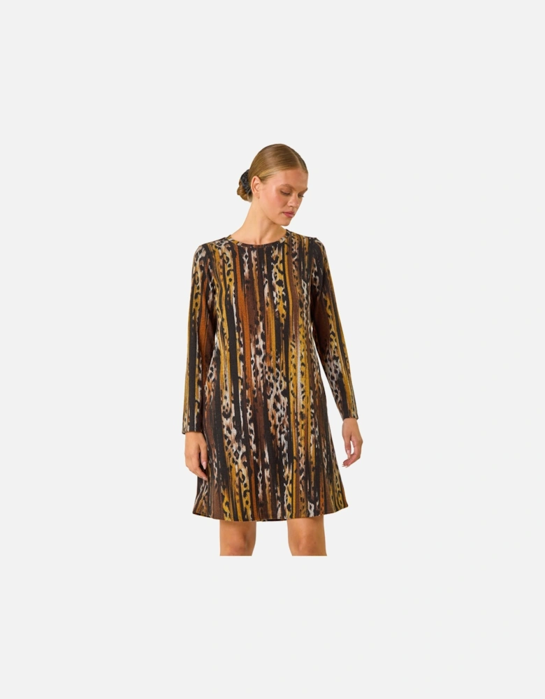 Animal Print Shift Midi Dress