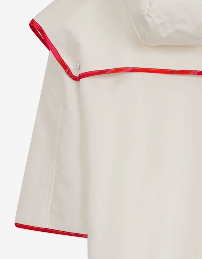 Girls Hooded Raincoat in Ivory
