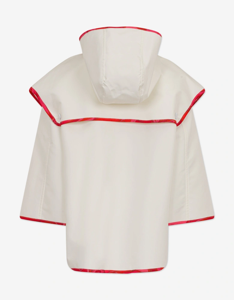 Girls Hooded Raincoat in Ivory