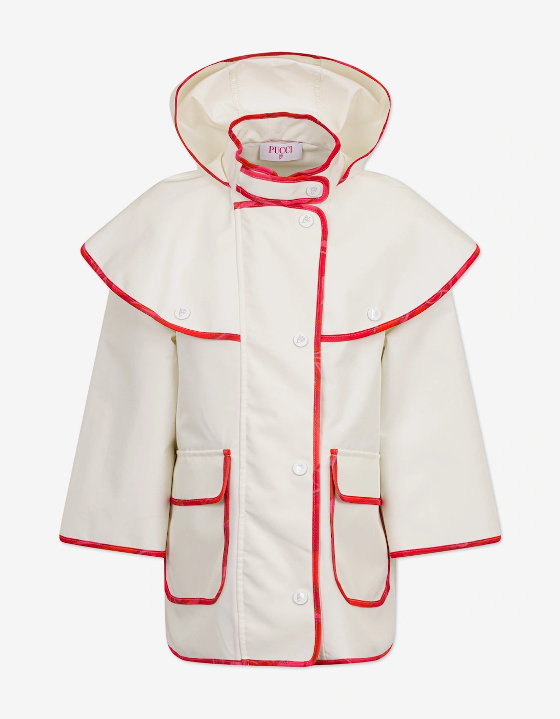 Girls Hooded Raincoat in Ivory, 5 of 4