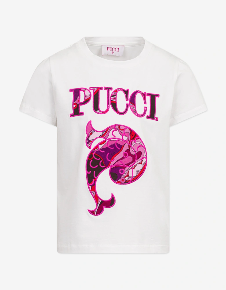 Girls Fish Logo T-Shirt in Ivory